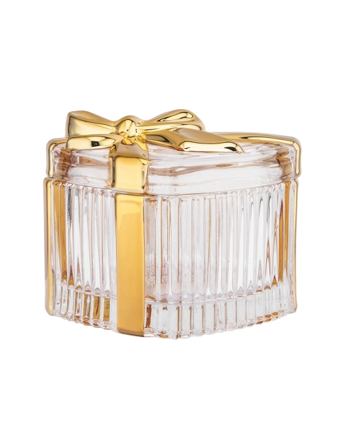 Zdjęcie: Puzderko szklane serce ze złotą kokardą 9x12 cm ALTOM DESIGN