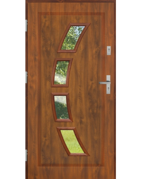 Zdjęcie: Drzwi zewnętrzne stalowo-drewniane Disting Mario 03 Dąb złoty 90 cm lewe KR CENTER