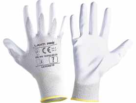 Rękawice PU antystatyczne białe,  10, CE, LAHTI PRO