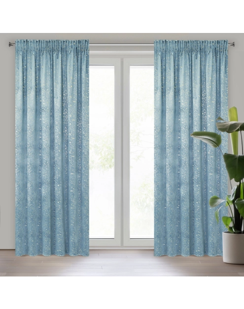 Zdjęcie: Zasłona gotowa D91 Lajla na taśmie 140x270 cm niebieski EUROFIRANY