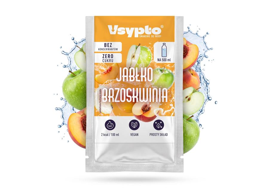 Zdjęcie: Napój w proszku do wody o smaku jabłko - brzoskwinia 3 g VSYPTO