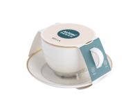 Zdjęcie: Filiżanka ze spodkiem Bella złota linia 270 ml kremowa ALTOMDESIGN