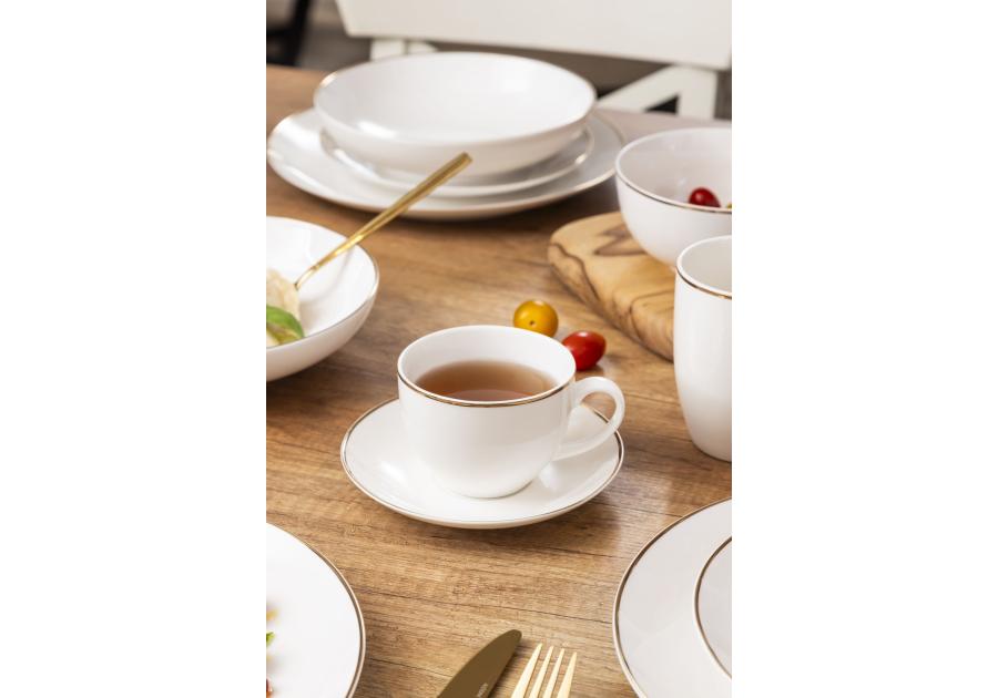 Zdjęcie: Filiżanka ze spodkiem Bella złota linia 270 ml kremowa ALTOMDESIGN