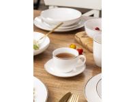 Zdjęcie: Filiżanka ze spodkiem Bella złota linia 270 ml kremowa ALTOMDESIGN