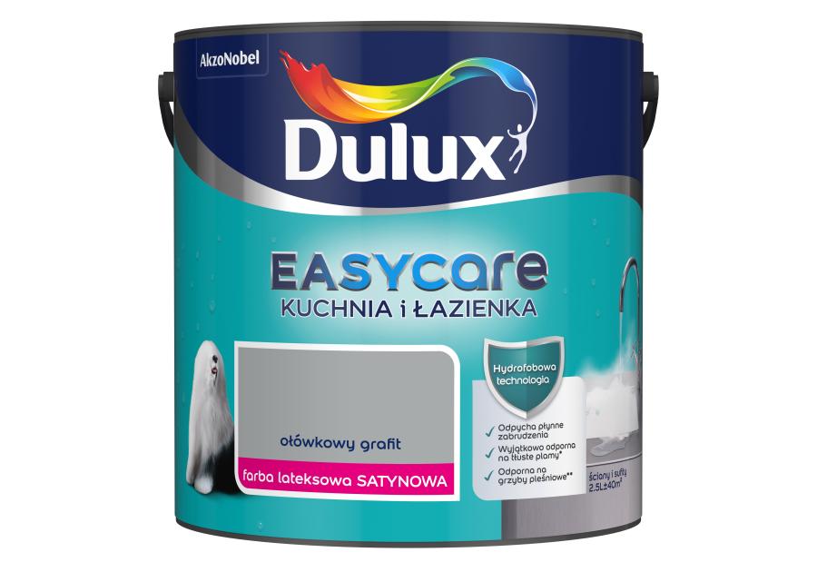 Zdjęcie: Farba lateksowa Easy Care Kuchnia&Łazienka ołówkowy grafit 2,5 L DULUX