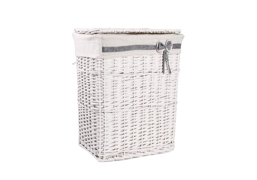 Zdjęcie: Kosz na pranie wiklinowy z materiałem 44x32x56 cm biało-szary TIN TOURS