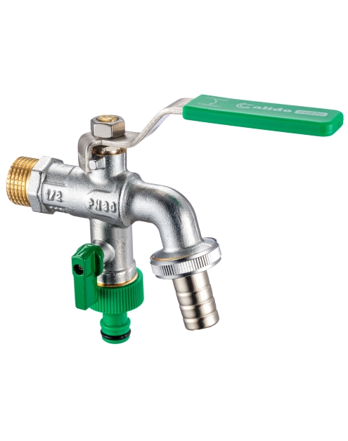 Zdjęcie: Zawór na zawieszce kulowy czerpalny bis 1/2" x 3/4" szybkozłącze x 3/4" x 15 CALIDO