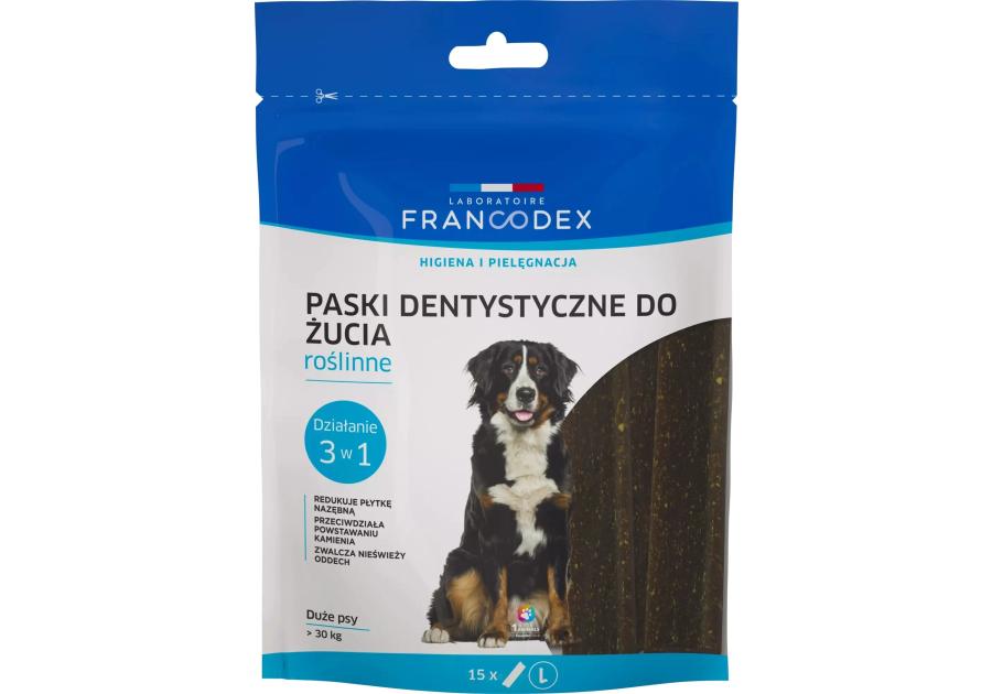 Zdjęcie: Paski do gryzienia L na brzydki zapach z pyska 502,5 g 15 sztuk FRANCODEX