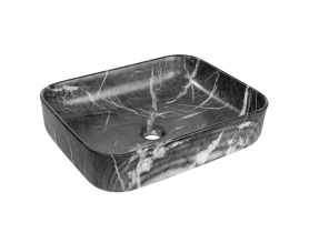 Umywalka nablatowa Florina Trend 51 cm, efekt marmuru, grafit mat INVENA