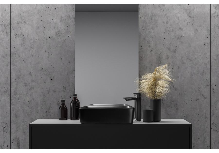 Zdjęcie: Umywalka nablatowa Paros Trend 48,5 cm prostokątna czarny półmat INVENA