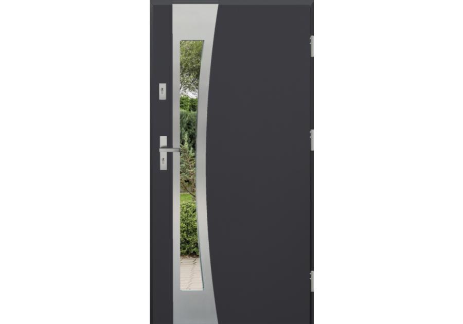 Zdjęcie: Drzwi zewnętrzne stalowo-drewniane Disting Otello 17B Antracyt 80 cm prawe KR CENTER