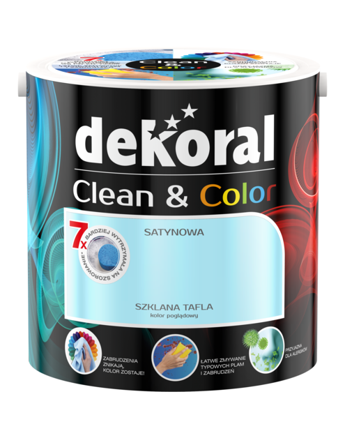 Zdjęcie: Farba satynowa Clean&Color 2,5 L szklana tafla DEKORAL