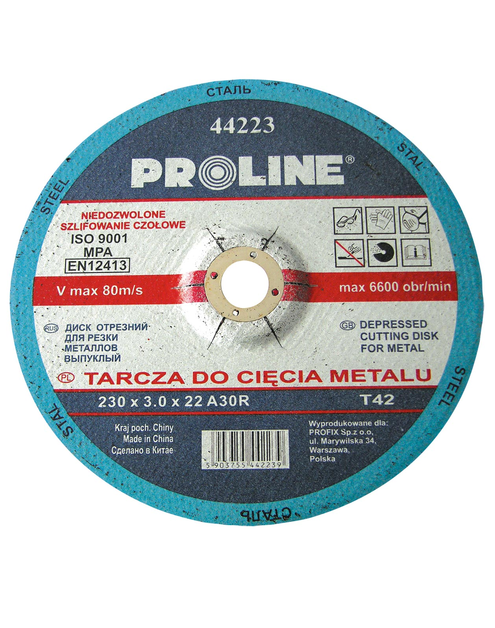 Zdjęcie: Tarcza do cięcia metalu T42, 230x3.0x22A30R PROLINE