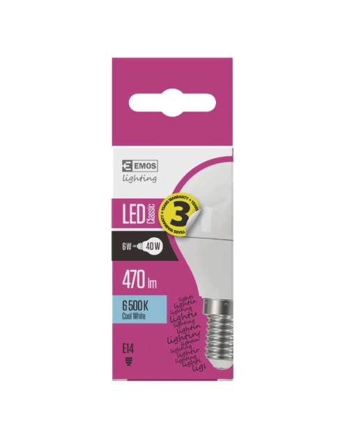 Zdjęcie: Żarówka LED Classic Mini Globe, E14, 5 W (40 W), 470 lm, zimna biel EMOS