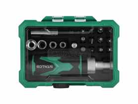 Zestaw bitów ze stali S2 25 mm i nasadek z pokrętłem 19 szt. STALCO