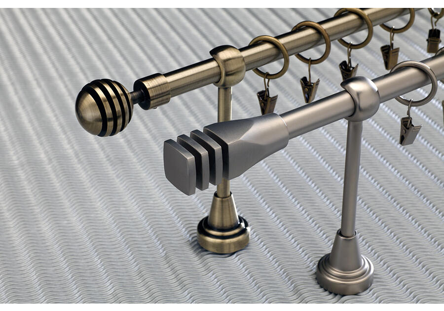 Zdjęcie: Karnisz podwójny Hefajstos Plus 16 mm - 240 cm cylinder złoto KARWEL