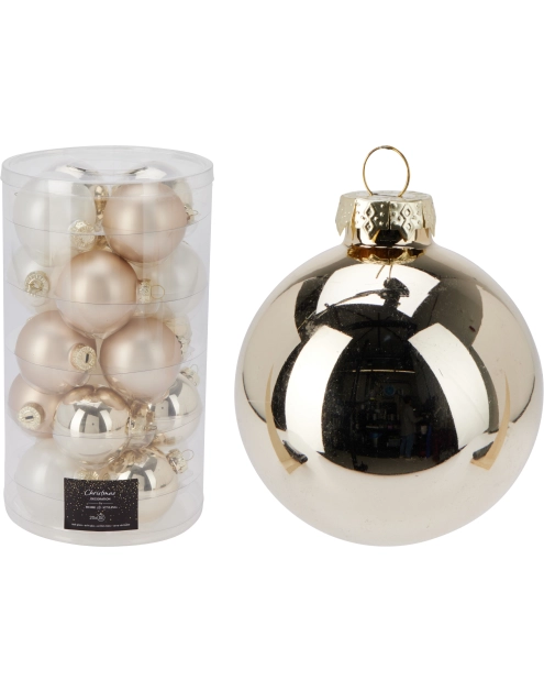 Zdjęcie: Bombki szklane 60 mm 20 sztuk szampan KOOPMAN