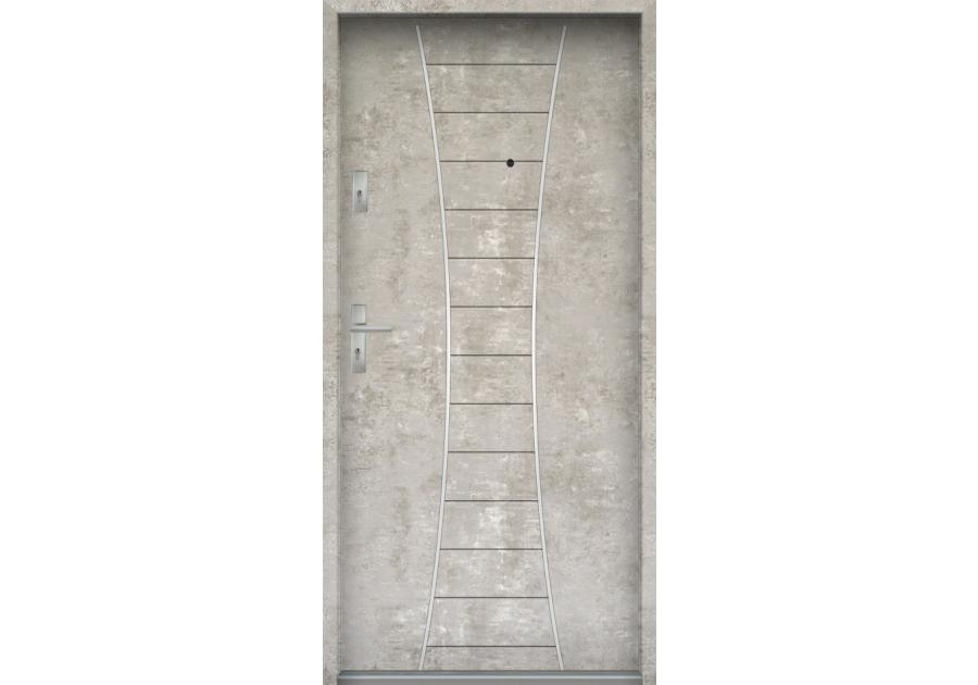 Zdjęcie: Drzwi wejściowe do mieszkań Bastion R-63 Beton naturalny 80 cm prawe ODO KR CENTER