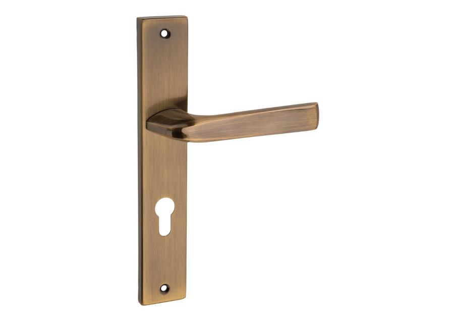 Zdjęcie: Klamka wewnętrzna Erba DH-87A szyld długi na wkładkę mosiądz antyczny GAMET BASIC LINE