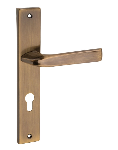 Zdjęcie: Klamka wewnętrzna Erba DH-87A szyld długi na wkładkę mosiądz antyczny GAMET BASIC LINE