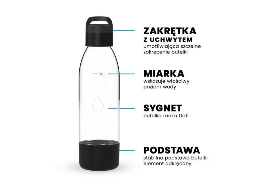 Zdjęcie: Butelka 0,7 L do saturatora z uchwytem barwionym czarna DAFI