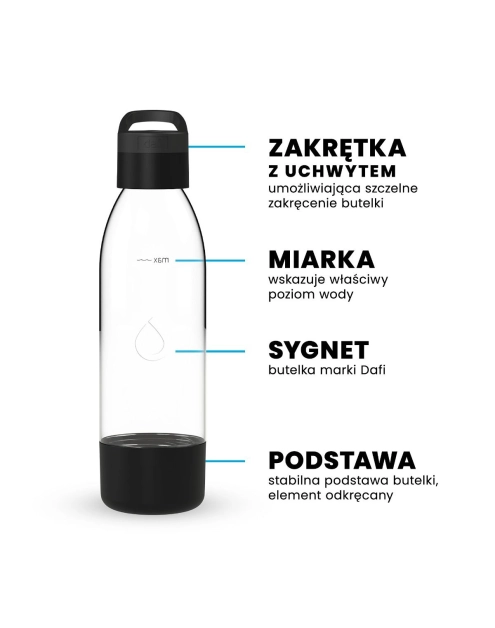 Zdjęcie: Butelka 0,7 L do saturatora z uchwytem barwionym czarna DAFI