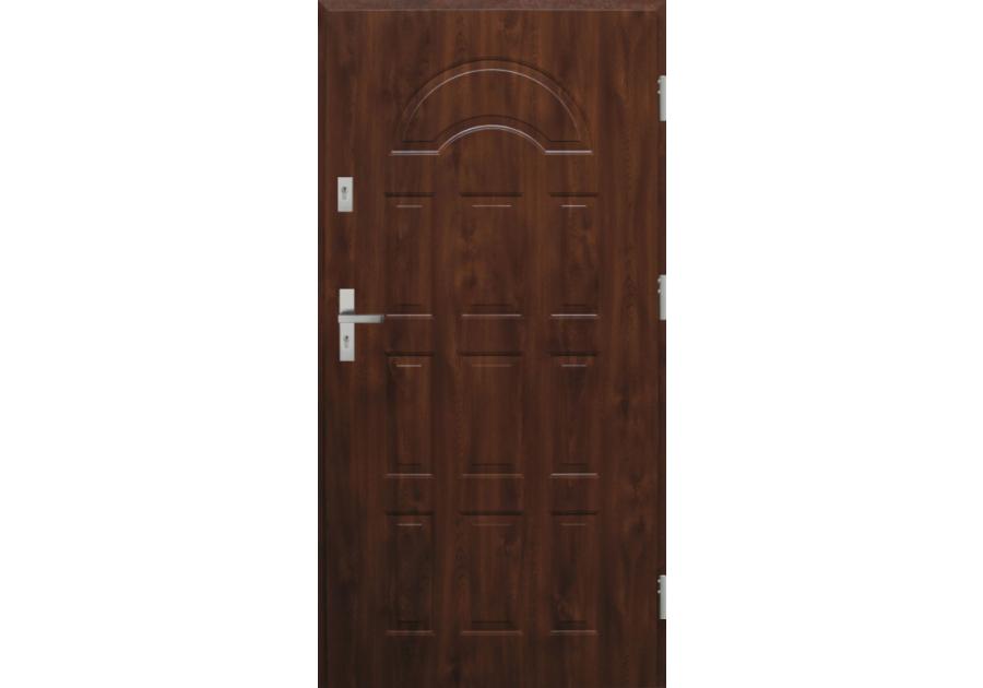 Zdjęcie: Drzwi zewnętrzne stalowo-drewniane Disting Fedora 01 Orzech 90 cm prawe KR CENTER