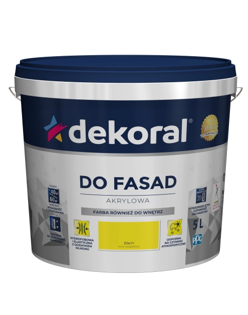 Zdjęcie: Farba fasadowa żółta 5 L Polinit DEKORAL