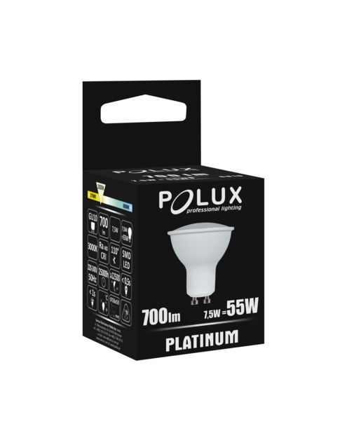 Zdjęcie: Żarówka LED GU10 SMD 7,8 W WW 700 lm Platinum POLUX