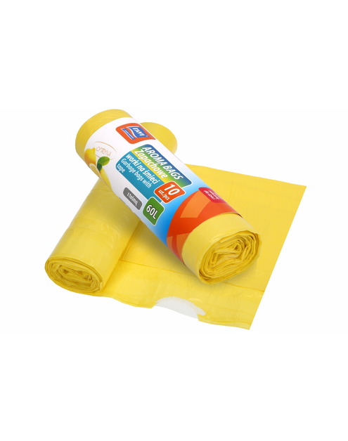 Zdjęcie: Worki na śmieci Aroma Bags żółte z taśmą 60 L -10 szt. cytrynowe RAVI