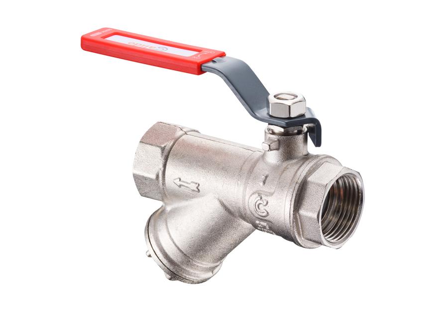 Zdjęcie: Zawór kulowy w/w 3/4" z filtrem pełen nikiel CALIDO