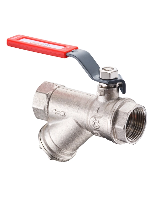 Zdjęcie: Zawór kulowy w/w 3/4" z filtrem pełen nikiel CALIDO