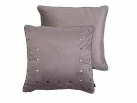 Welwetowa poszewka z klejonymi ćwiekami modern chic szaro-złota 45x45 cm CHIC HOME