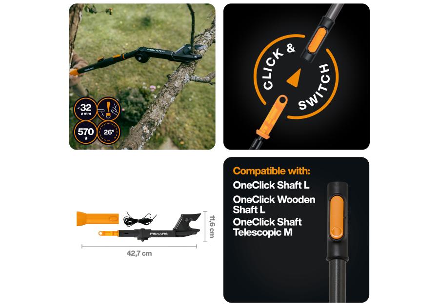 Zdjęcie: Sekator ogrodowy do suchych gałęzi, głowica One Click FISKARS