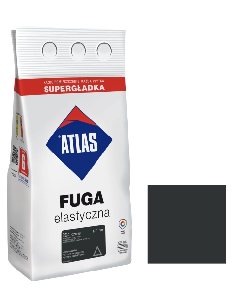 Zdjęcie: Fuga elastyczna kolor 204 czarny alubag 5 kg ATLAS