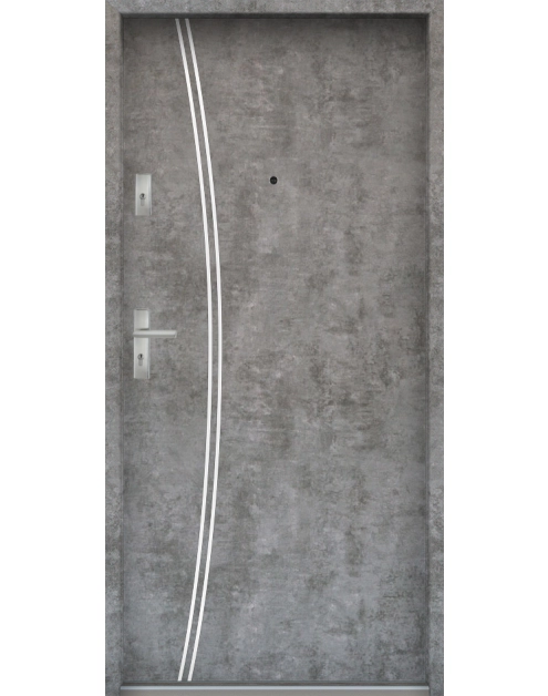 Zdjęcie: Drzwi wejściowe do mieszkań Bastion R-61 Beton srebrny 80 cm prawe ODP KR CENTER