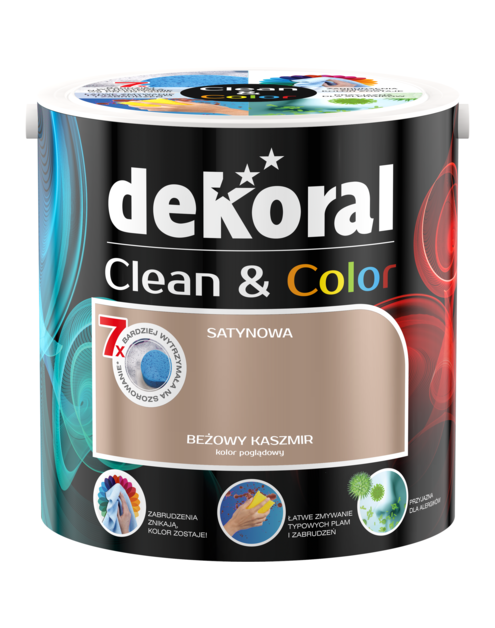 Zdjęcie: Farba satynowa Clean&Color 2,5 L beżowy kaszmir DEKORAL