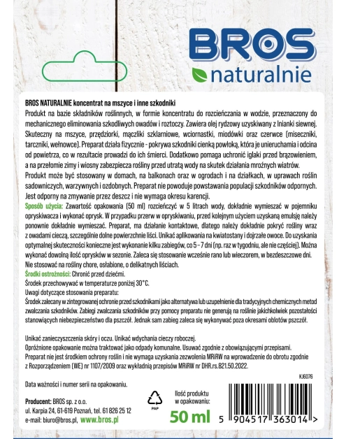 Zdjęcie: Koncentrat na mszyce inne szkodniki 50 ml BROS NATURALNIE