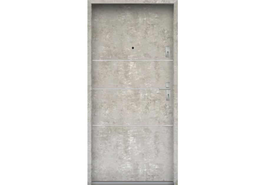 Zdjęcie: Drzwi wejściowe do mieszkań Bastion A-66 Beton naturalny 80 cm lewe ODO KR CENTER