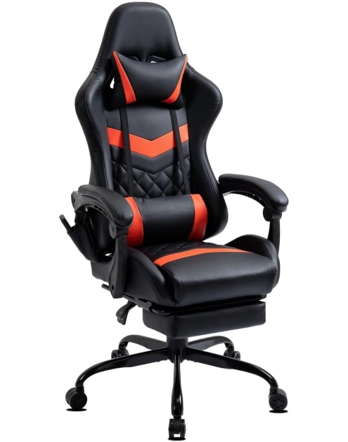 Zdjęcie: Fotel gamingowy Axel z podnóżkiem ekoskóra czarno-czerwony TS INTERIOR