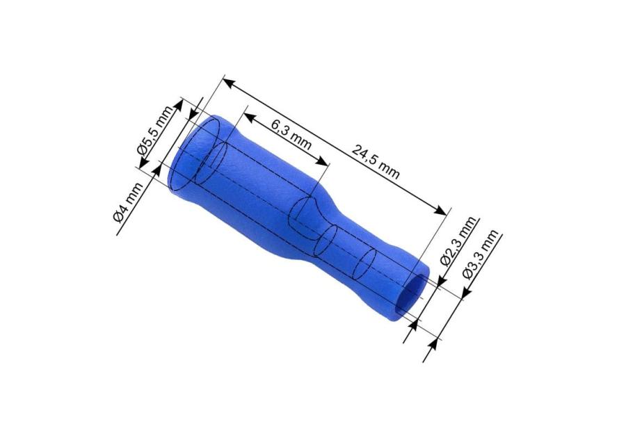 Zdjęcie: Konektor izolowany gniazdo 4,0/24,5mm niebieski/43-049# 5 szt. VAYOX
