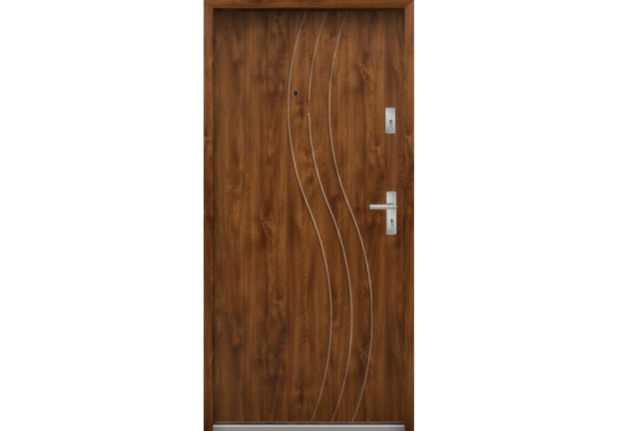 Zdjęcie: Drzwi wejściowe do mieszkań Bastion N-07 Dąb złoty 90 cm lewe OSPŁ KR CENTER