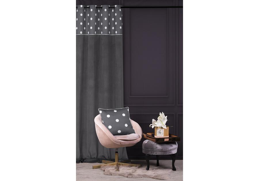 Zdjęcie: Zasłona welwetowa z drukowanymi górnymi kropkami dots chic szary 140x270 cm CHIC HOME