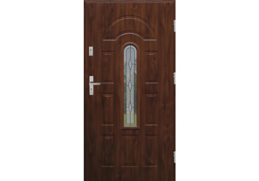 Zdjęcie: Drzwi zewnętrzne stalowo-drewniane Disting Fedora 03 Orzech 90 cm prawe KR CENTER