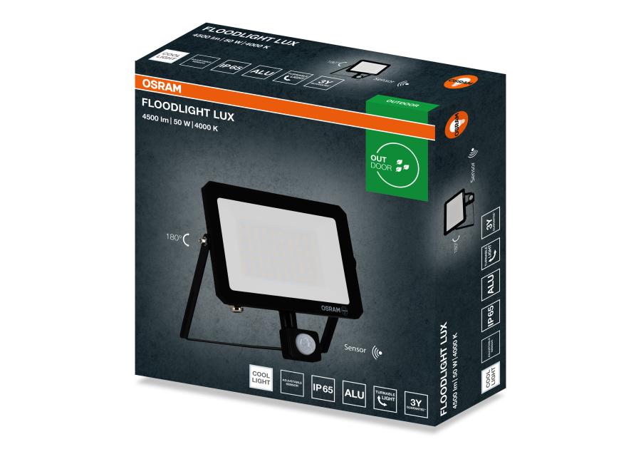 Zdjęcie: Oprawa oświetleniowa LED FL Lux sensor 50 W 840 IP65 BK OSRAM