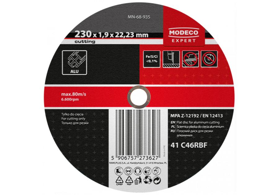 Zdjęcie: Ściernica do cięcia aluminium 230x1,9x22,23 mm płaska 25 szt. RAWLPLUG