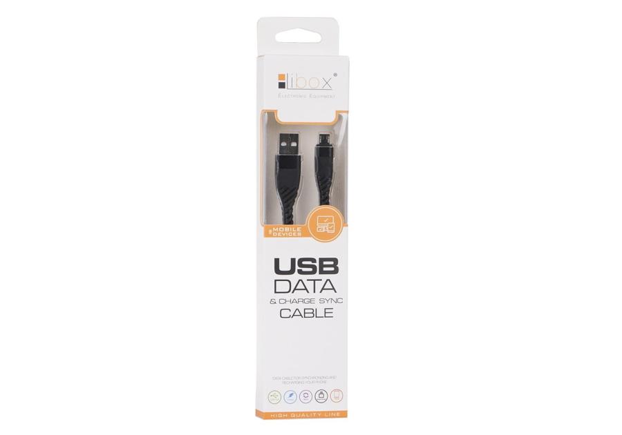 Zdjęcie: Kabel USB - lightning wzmacniany czarny 1 m LB0154 LIBOX