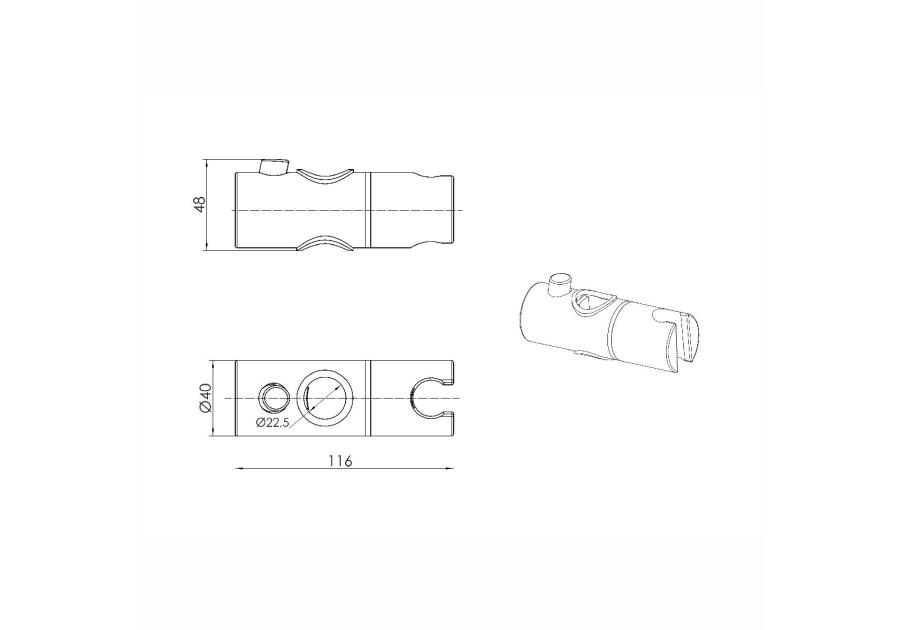 Zdjęcie: Uchwyt prysznicowy do drążka fi22 mm STINNEA