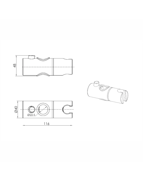 Zdjęcie: Uchwyt prysznicowy do drążka fi22 mm STINNEA