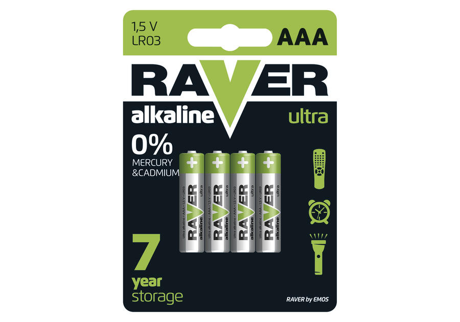 Zdjęcie: Baterie alkaiczne Ultra AAA 4 szt. RAVER